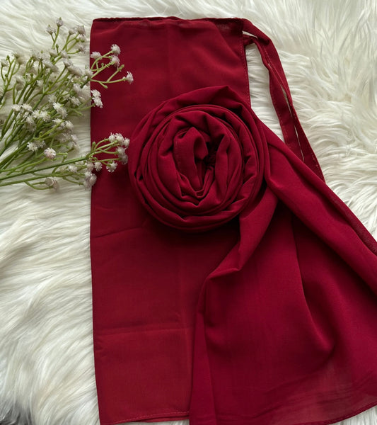 Georgette- Cherry red hijab niqab set